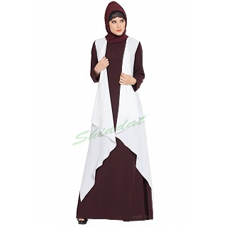 Shrug abaya- Wine-Off White